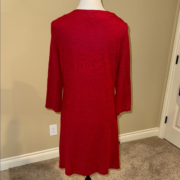 Papillon Red Sweater Dress Black Buttons 3/4 Sleeves Women’s Sz L - Picture 5 of 10